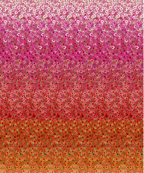 In The Beginning - Glorious Garden 5GAR1 Flower Ombre Pink to Orange | SOLD BY THE HALF-YARD